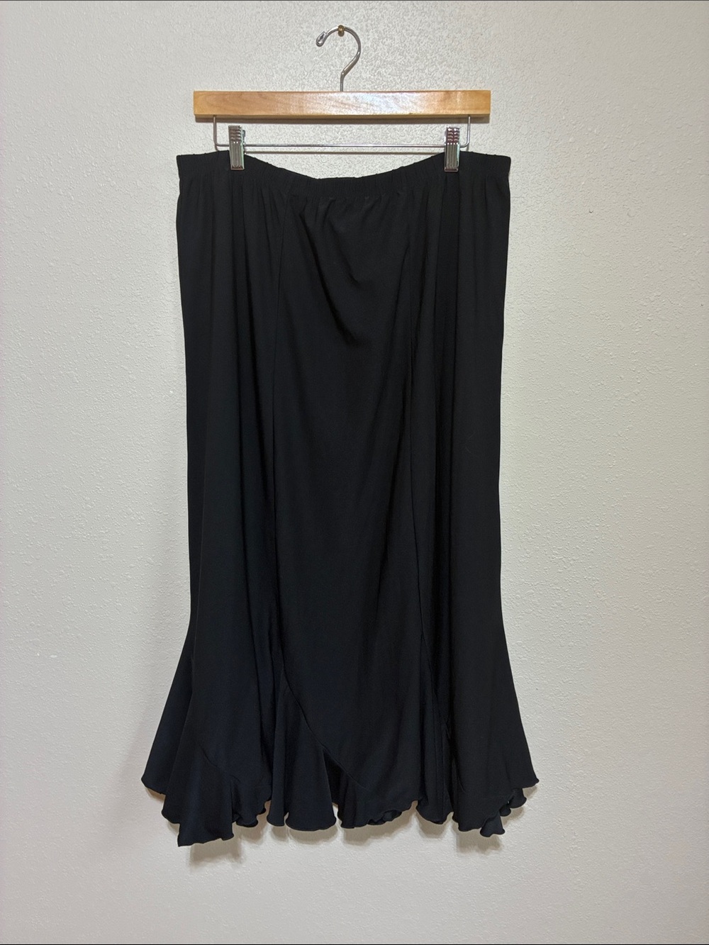Russell Kemp New York Size 0X Black Ruffle Hem Midi Skirt Whimsigoth Flutter